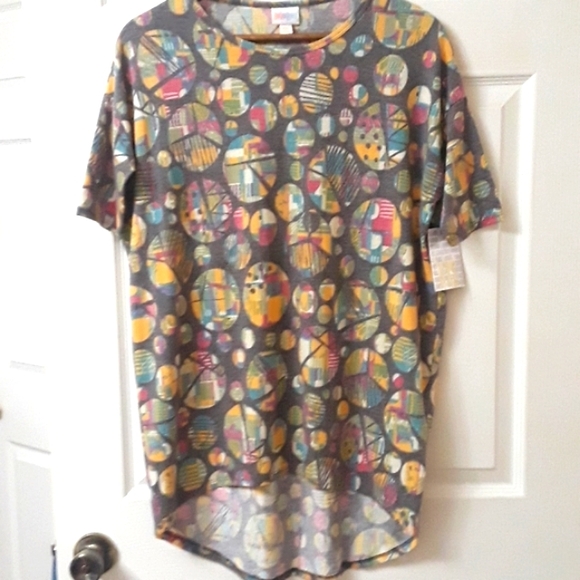 LuLaRoe NWT Sz XXS Gray Print High-Lo Tee Shirt - Picture 1 of 8